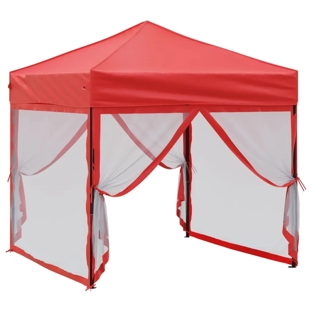 vidaXL Folding Party Tent with Sidewalls Red 2x2 m