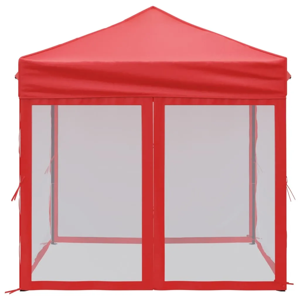 vidaXL Folding Party Tent with Sidewalls Red 2x2 m