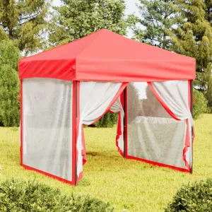 vidaXL Folding Party Tent with Sidewalls Red 2x2 m