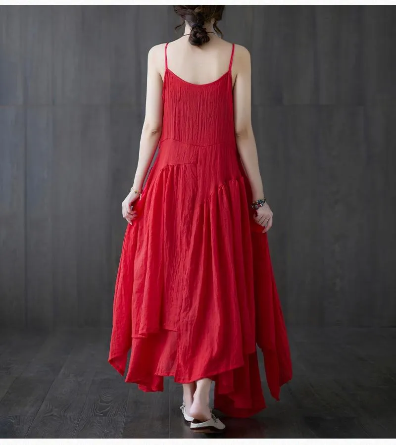 Vienna Cotton Linen Spaghetti Dress