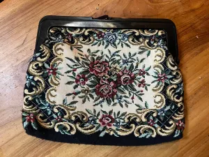 Vintage tapestry purse clutch