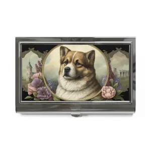 Vintage Victorian Akita Dog Business Card Holder