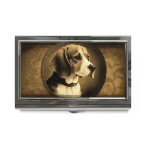 Vintage Victorian Beagle Business Card Holder