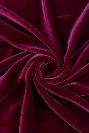 Wine Silk Rayon Velvet Fabric