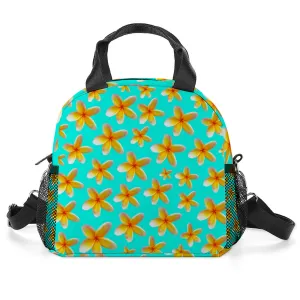 Yellow Frangipanis Aqua Insulated Lunch Bag with Handles & Top Strap