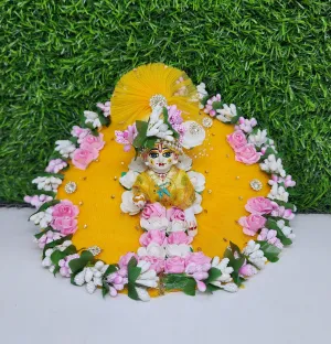 yellow heavy poshak for thakur ji , kanha ji